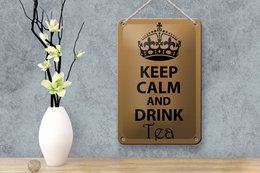 Tin sign saying 12x18cm Keep Calm and drink tea decoration