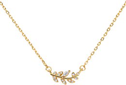 Necklace with leaf pendant with zirconia 925 silver-gold