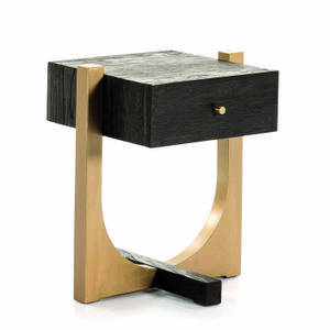 MESITA DE NOCHE 51X45X61 MADERA MARRON OSCURO/METAL DORADO TH1602500
