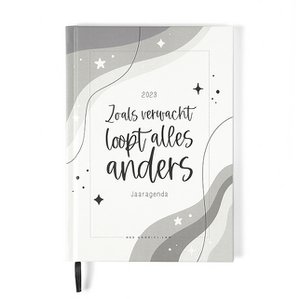 Annual Agenda 2023 A5 // Black White Hardcover Agenda