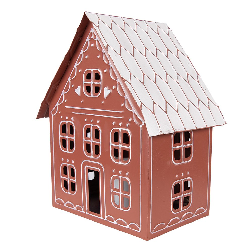 Decoratie Huis met LED 27x19x32 cm/ 3x AAA Bruin Metaal