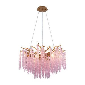 Chandelier Waterfall - 60 cm - Pink - Iron/Glass
