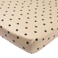 Fitted sheet jersey print Sweet Heart Soft Sand/Black