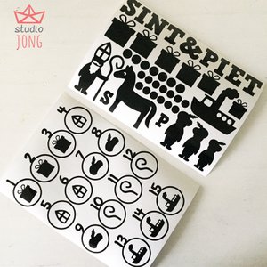 Discount Set wiederverwendbare Fensteraufkleber Sinterklaas