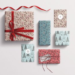 Postcard Christmas pattern in dark blue, Happy Holidays