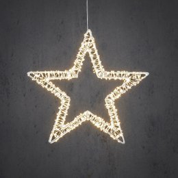  Warm white LED Christmas star figure made of iron with a delicate, intricate design.
