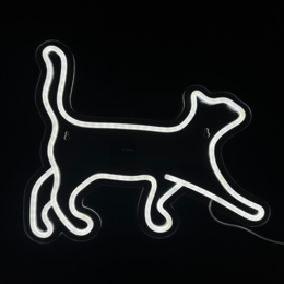  Neon cat-shaped wall light, includes hanging hooks, measures 30 x 36.5 cm, suitable for wall decor.
