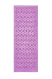 Purple yoga towel with a textured, hexagonal pattern. Suitable for yoga, pilates, or other fitness activities.