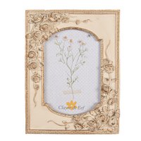 Photo frame 10x15 cm beige gold -colored plastic photo framework