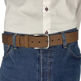 Herrengürtel - Damengürtel - Braunes italienisches Leder - 4 cm breiter lässiger Ledergürtel