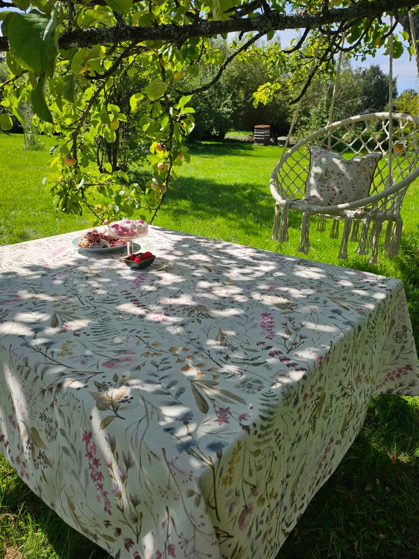 Rectangular Tablecloth, Linen-Cotton Mix, Printed | Aitana
