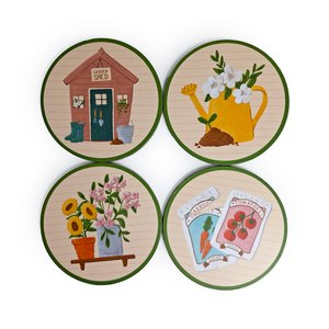In the Garden Set of 4 Cork Coasters
