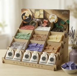 Large display of amber-colored blocks in various shapes and sizes, arranged in a visually appealing manner.