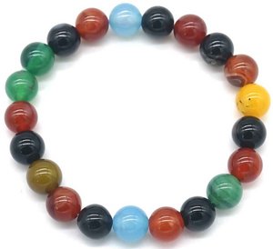H-A15.2 B001-113 Stone Bracelet 10mm - Multicolor Agate - 21cm