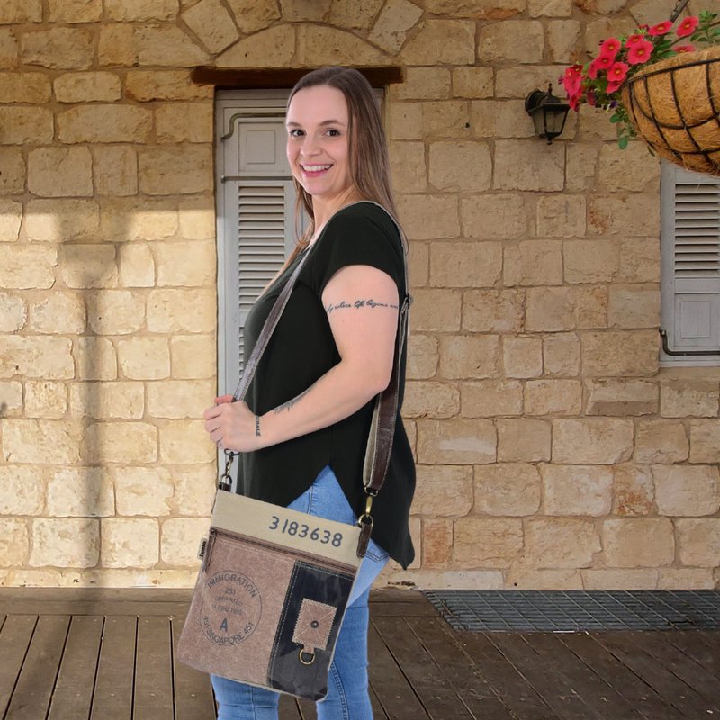 Bolso bandolera de mujer Sunsa. Bolso cruzado con muchos compartimentos. Bolso bandolera de estilo retro vintage. Bandolera Lona & Piel.…