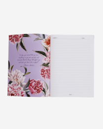 A4 notesbog i luksuriøse lilla blomster