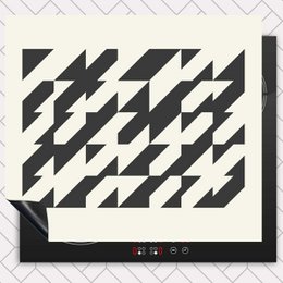  "Bauhaus geometric triangles induction protector placemat black white modern minimalist design"