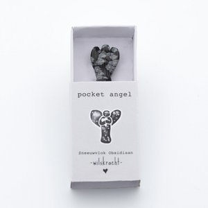Taschenengel Schneeflockenobsidian