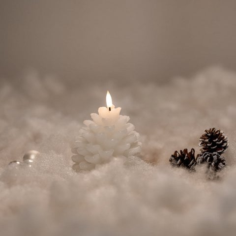 Luna LED pine cone white Ø 10 x 14 cm 1 pc