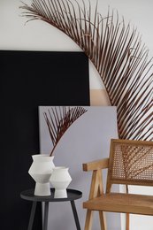 Moderne keramikvase med ru hvid finish, kantet rund form, CUZCO 20 hvid