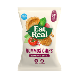 Tomato and basil flavored hummus chips made with real ingredients. Gluten-free and vegan.