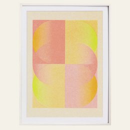 Vibrant yellow lemon artwork with green leaf on a blue background. Minimalist, modern design suitable for kitchen or dining room decor.