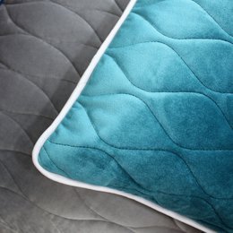 Cuscino in velluto turchese con bordino grigio 40x40 / 50x50 cm cuscino per divano