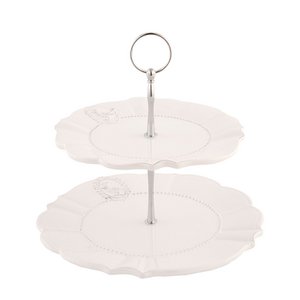 Etagère 2 Lugs 23 cm Beige Keramikkuchenplateau