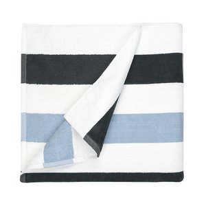 Strandhanddoek Stripe - 90 x 190cm - Anthracite/Light Blue