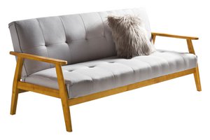 Slaapbank 190x85x81 cm lichtgrijs geweven stof