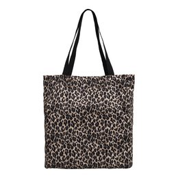 Leopard print tote bag, black and white animal pattern, large square shopping bag with handles