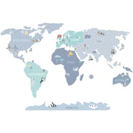 Adesivo da parete | Mappa del mondo blu