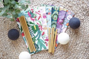 Set Bambusstrohhalme Mix mit Beutel Made In France