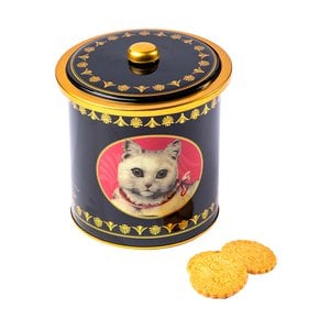 Shortbread biscuits assortment of plain shortbread pure fresh butter and salted butter caramel chips - "White Cat" metal bucket box 250g