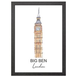 A framed wall art print featuring the iconic Big Ben clock tower in London. The image showcases the distinctive architecture and design of this famous landmark.