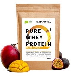 Organic whey protein powder with mango flavor. Contains high-quality whey protein to support muscle growth and recovery. Suitable for protein shakes and smoothies.