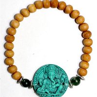 Bracelet Sandalwood Turquoise Ganesha Pendant