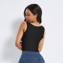 Shapewear 4-in-1 Waist Trainer Corset Shapewear - Buttoned Tummy Control High Waist with Padded Bra - Black