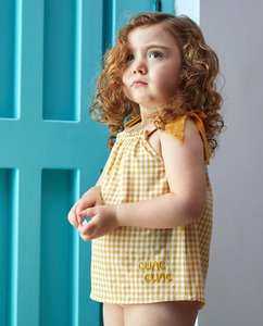 Vichykarierte Bluse für Babymädchen mit Schleifen an den Trägern I164-21302092