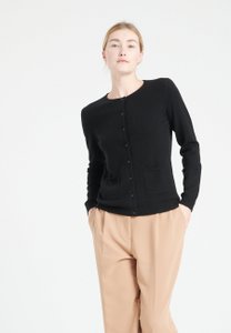 LILLY 4 Round-neck black fitted cashmere cardigan