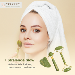 Jade roller gua sha ansigtsrulle 4 dele sæt