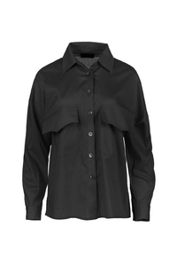 Zwart poplin-stijl overhemd