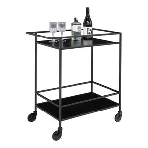 Vita Bar Trolley - zwart, staal, 68x40x79cm