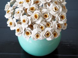 Rose flower ceramic white 3.5 cm