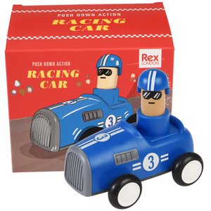 Duw actie racewagen naar beneden - Blauw