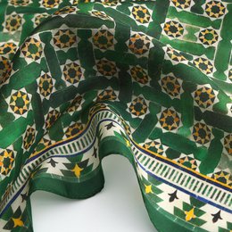 Green Square Scarf Silk