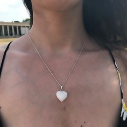 Weißer Quarz Sterling Silber Halskette, Herz Anhänger Halskette, Sterling Silber Halskette | von nlanlaVictory