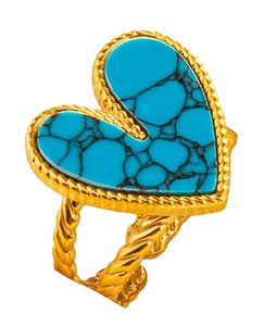 D-A18.1 R103-001G-3 S. Steel Ring Stone Heart Adjustable Blue