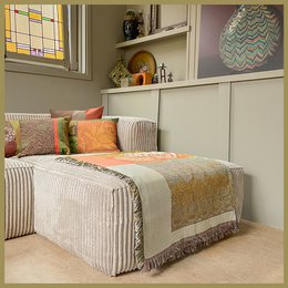NIN-NIT | Couverture florale | plaid | couverture tissée | 160 x 220 cm