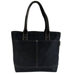 Domelo women's waxed canvas shopper. Water-resistant handbag. Vegan shoulder bag. Monochrome women's bag suitable for A4